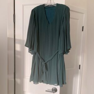 Pleated tie-waist dress